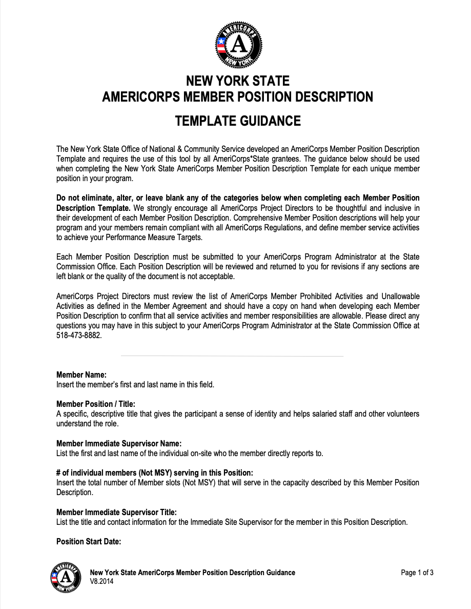 Americorps program manager job description